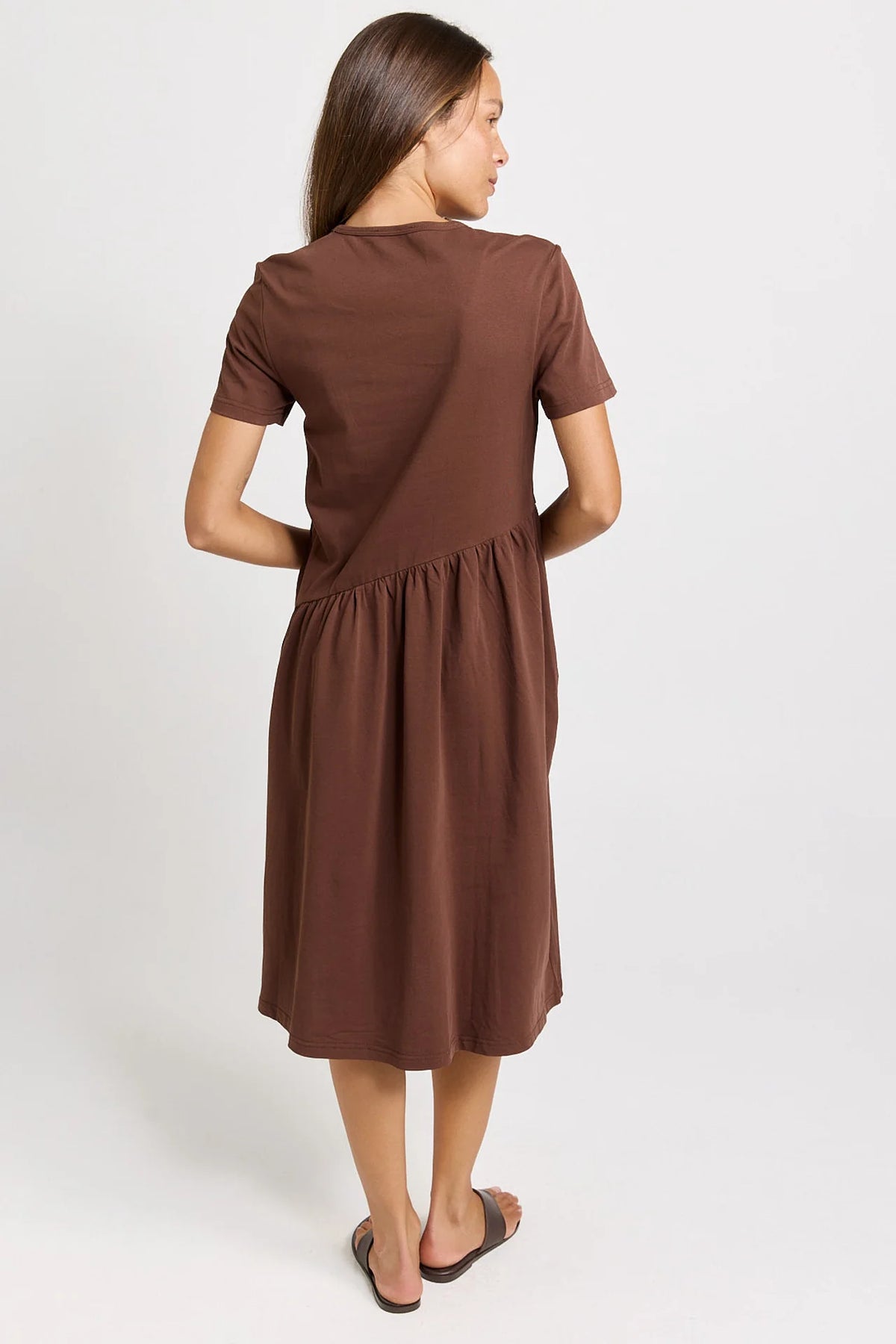 Ava Asymmetrical Dress Chocolate Brown