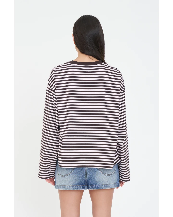 Alex Stripe Billie LS Tee Petal/Cocoa