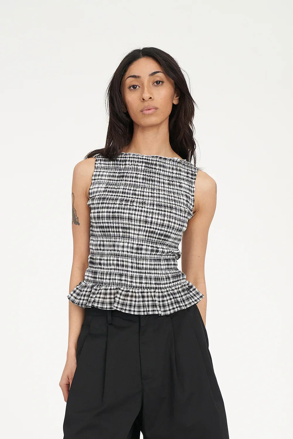 Gigi Shirred Top Black