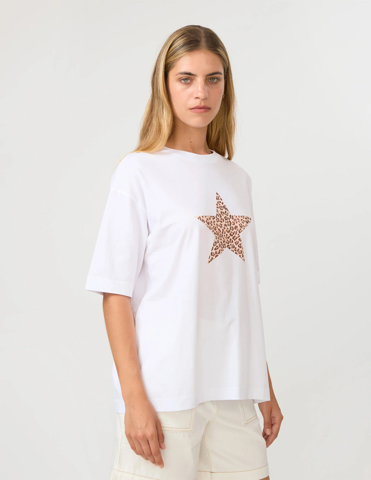 Porter Tee White Star Femme Leopard