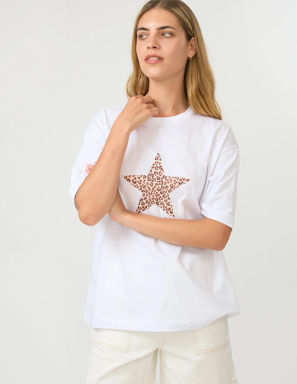Porter Tee White Star Femme Leopard