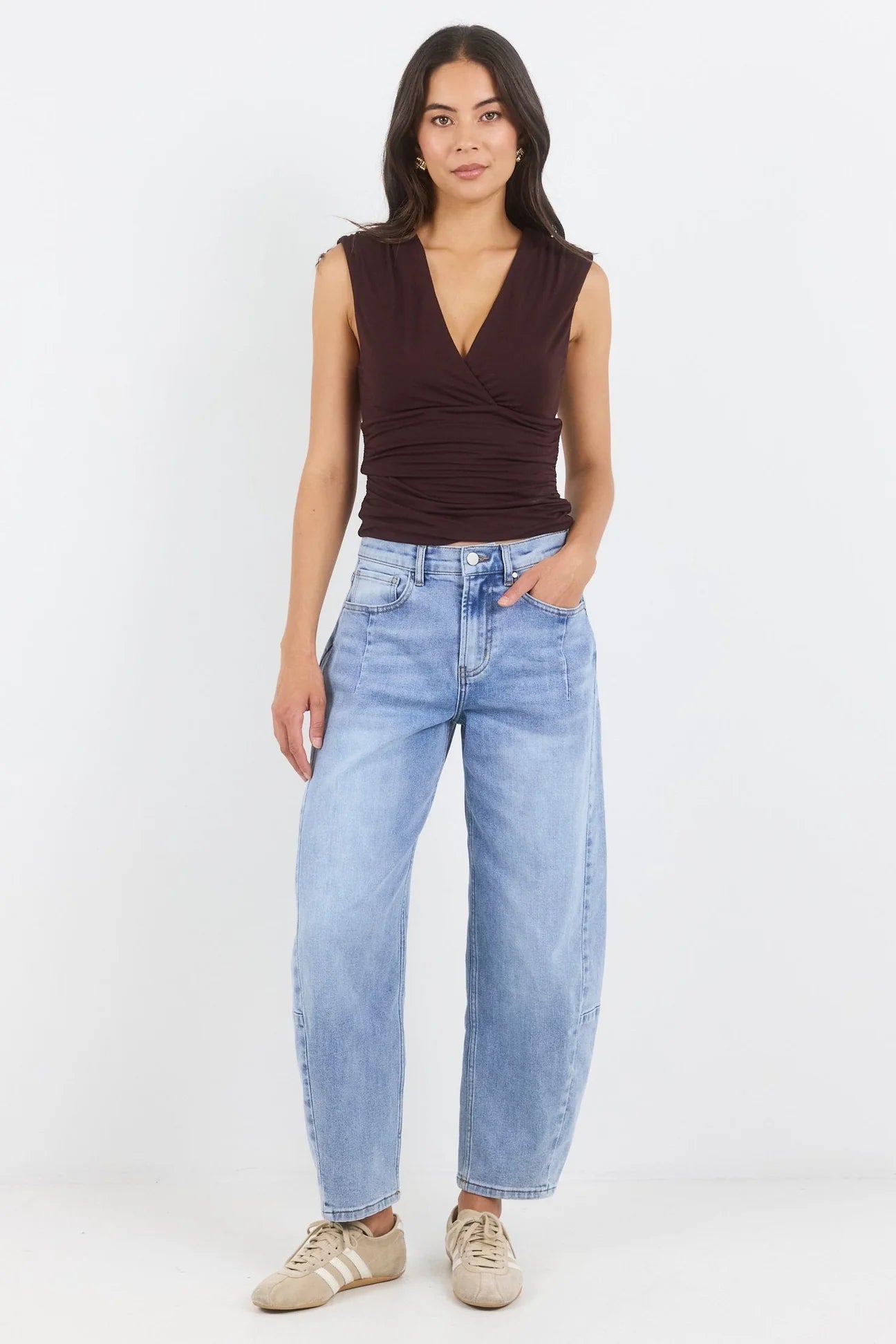 Graduate Stretch Barrel Jeans Light Blue