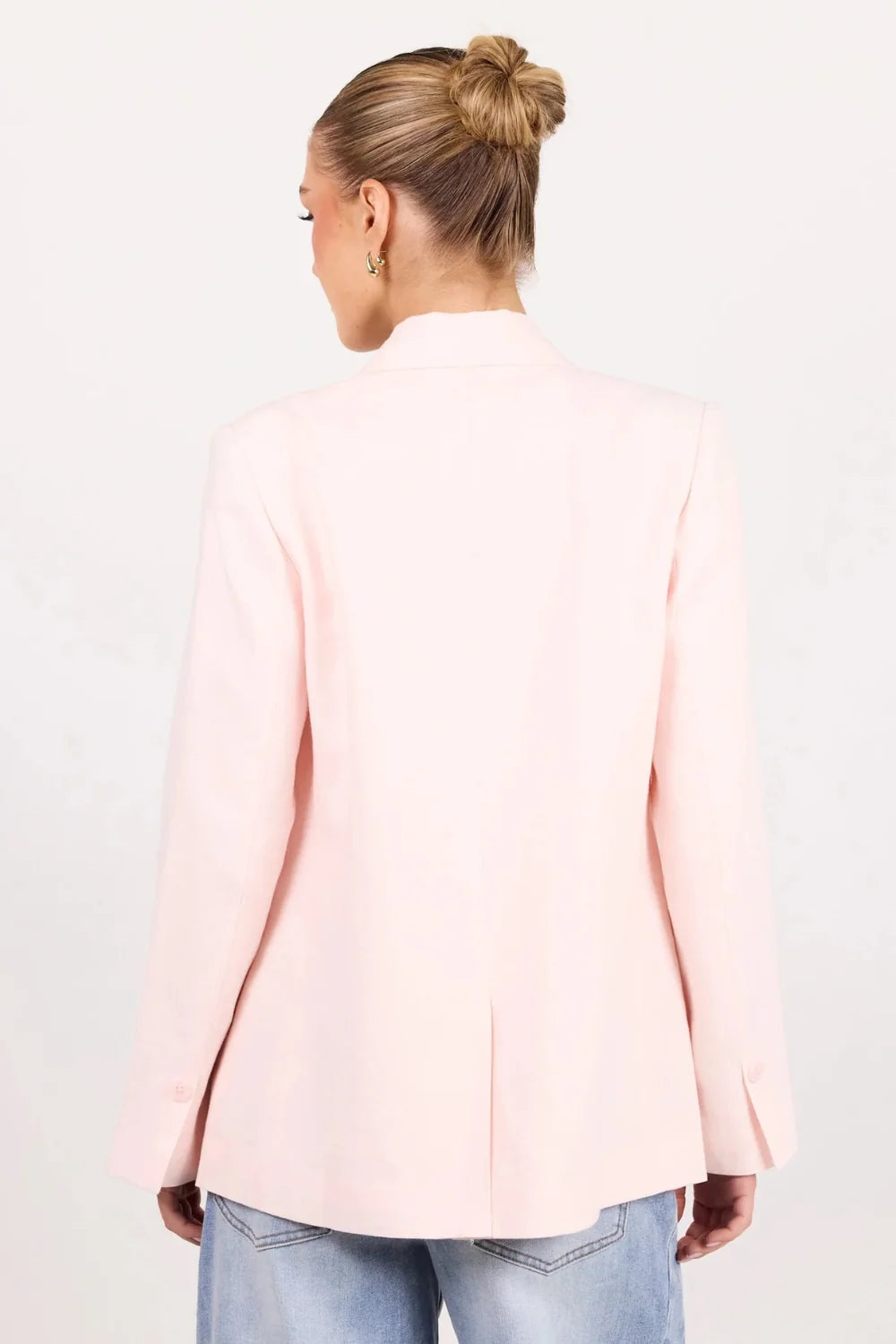 Diploma Soft Pink Linen Two Button Vent Sleeve Blazer