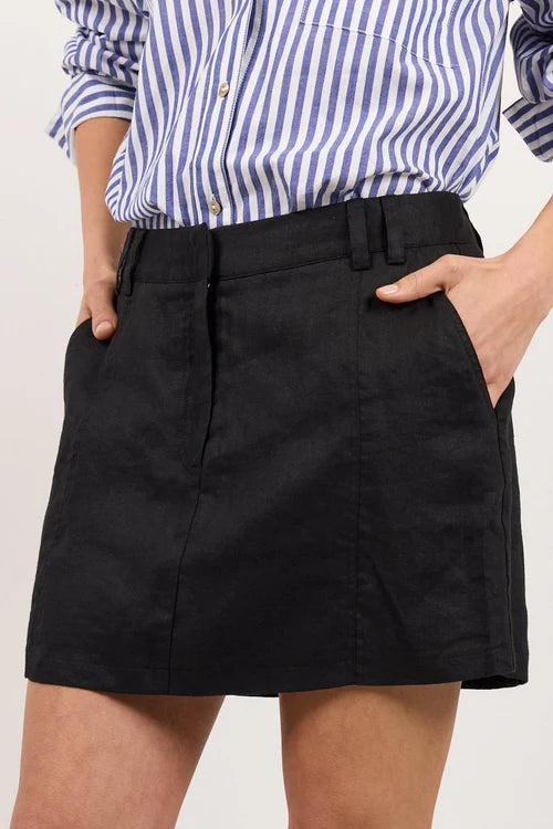 Alignment Black Linen Mini Skort