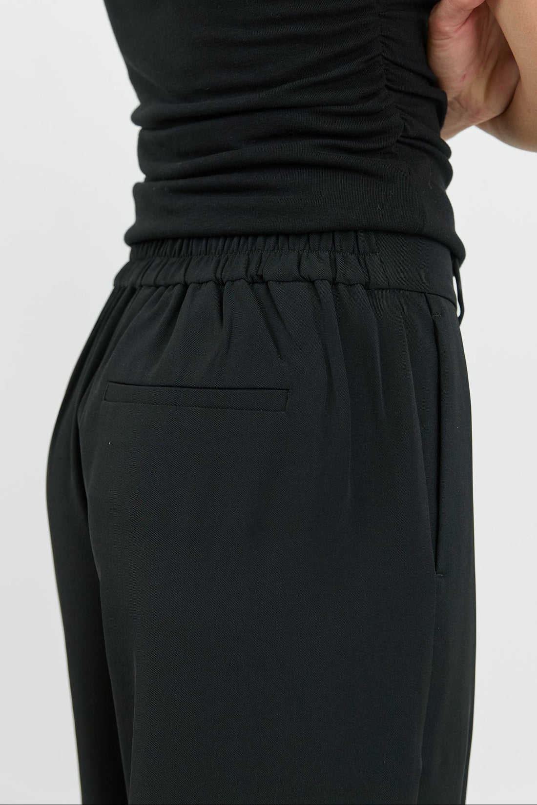 Business Black Wide Leg Pleat Front Pants