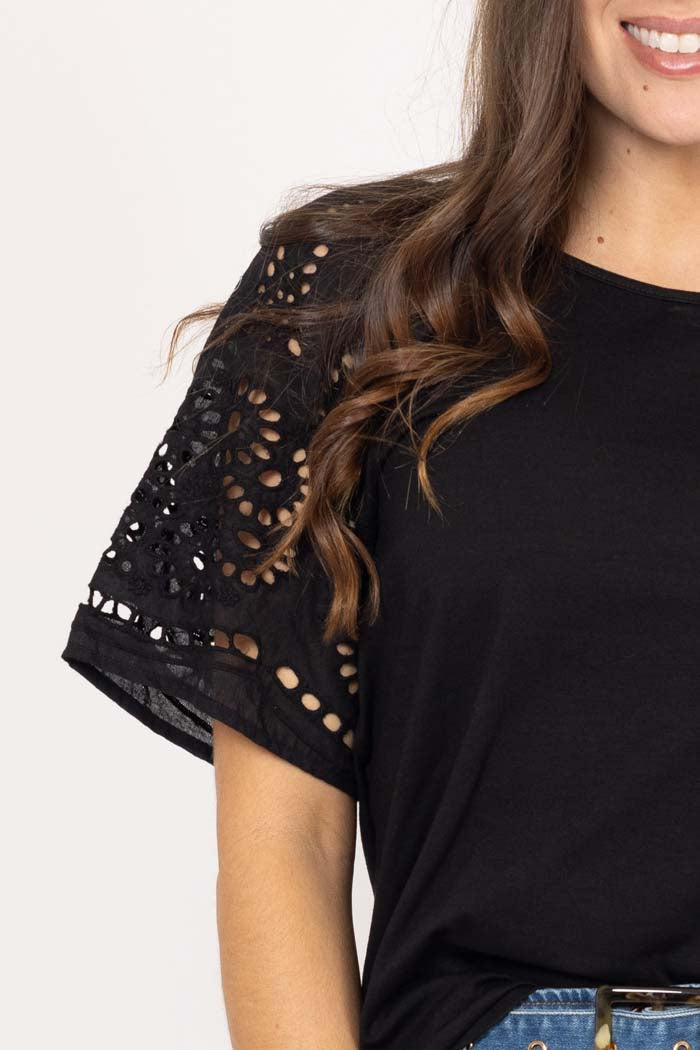 Amari Embroidered T-Shirt Black