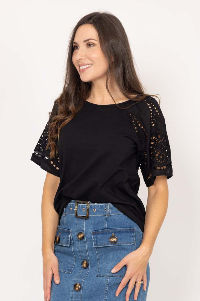 Amari Embroidered T-Shirt Black