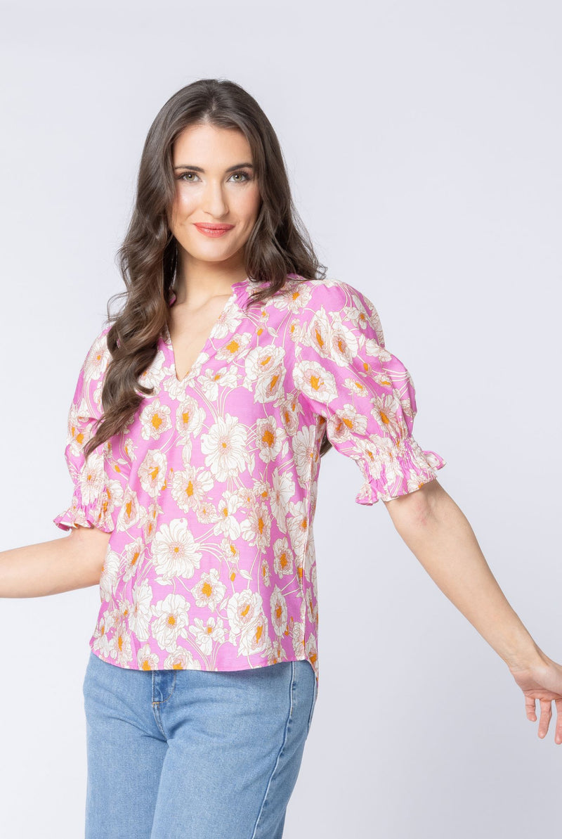 Seeking Lola Relaxed Butterfly Top Candy Bloom