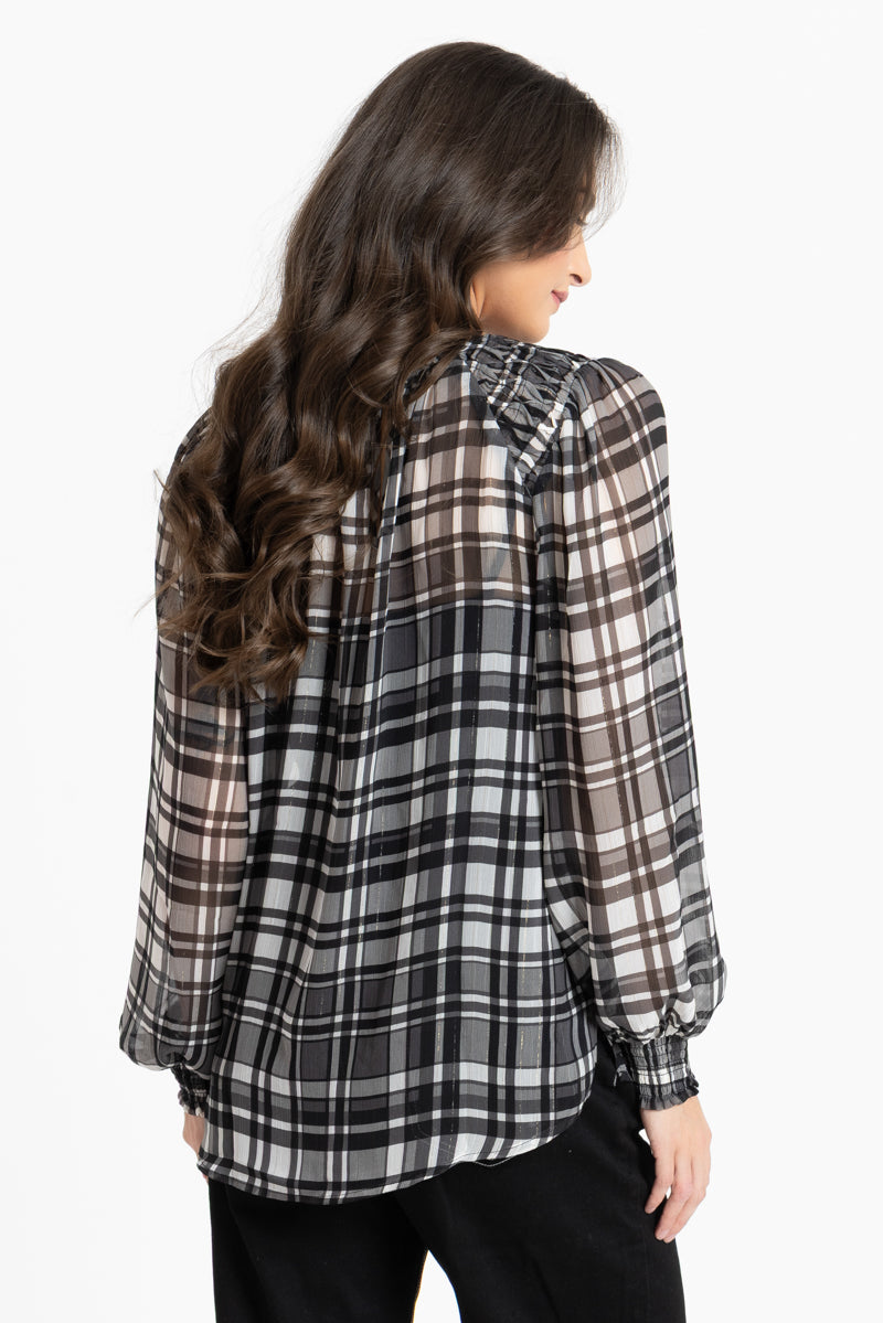 Honey Combe Blouse Black Lurex Check