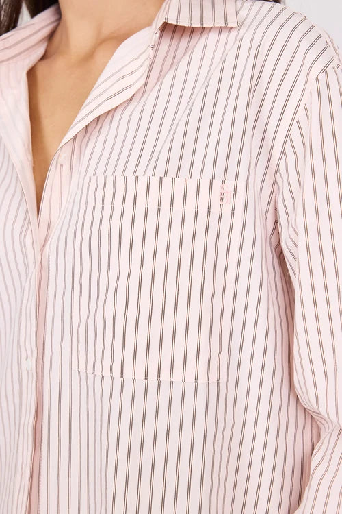 You Got This Blush Double Pinstripe Oversized Boyfriend Shirt