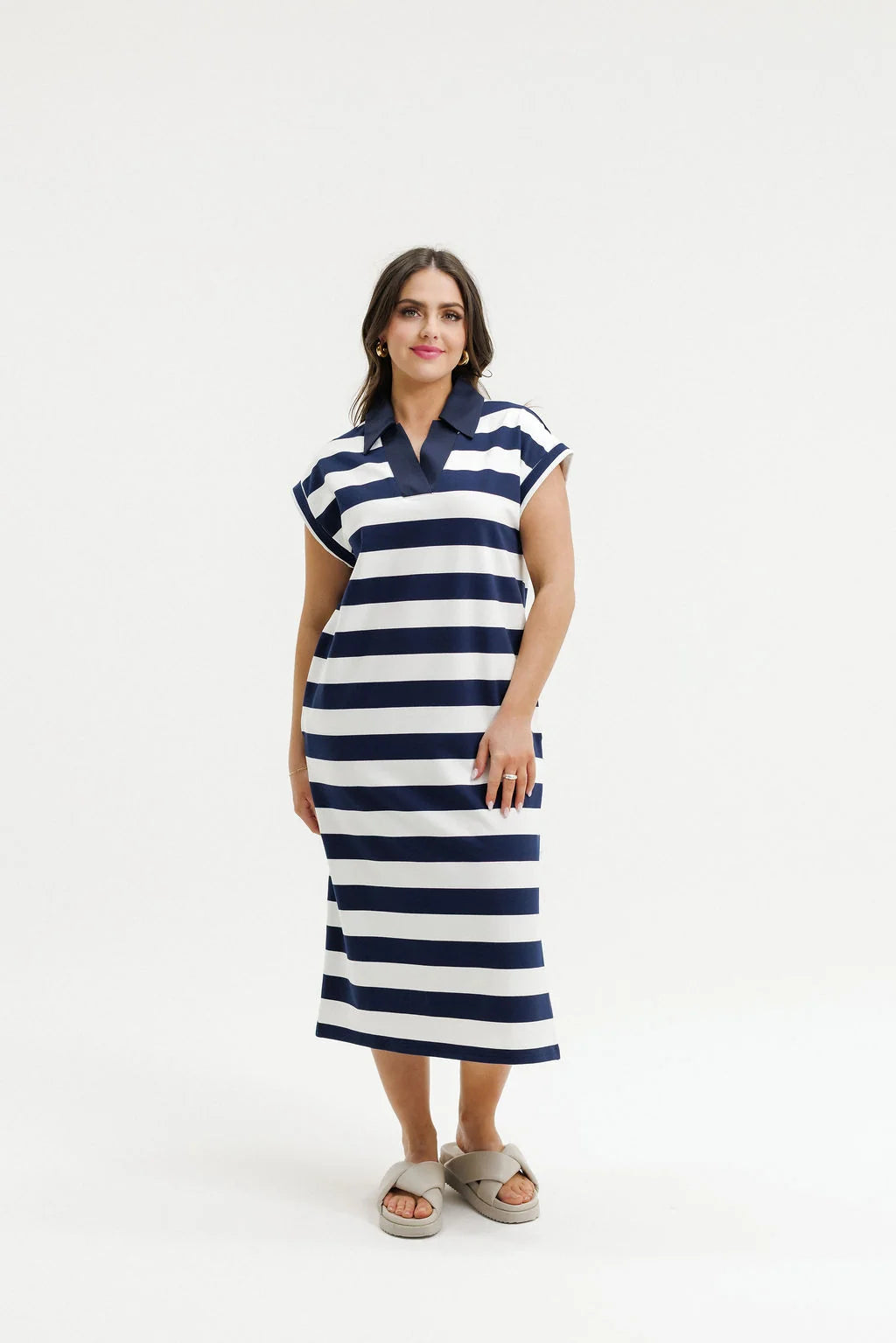 Della Dress Navy Stripes