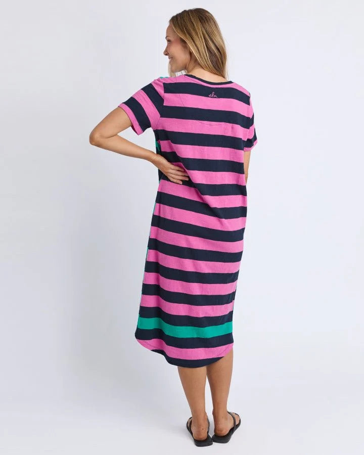 Mercury Stripe Dress Irish Green & Pink Stripe