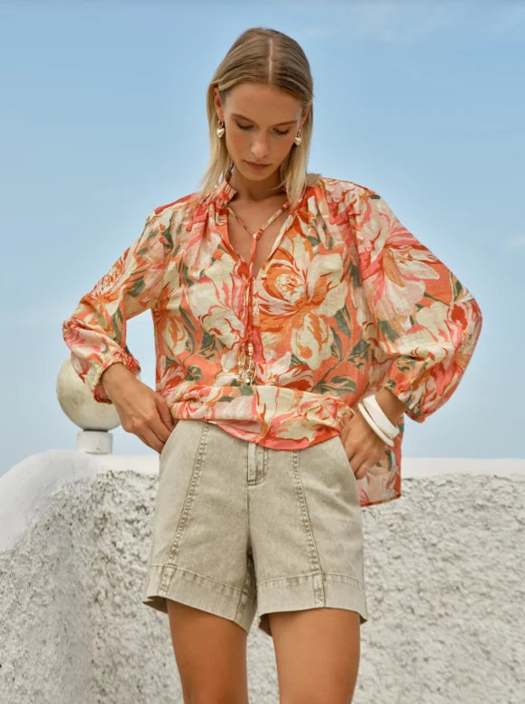 Shae Split Neck Blouse Petal