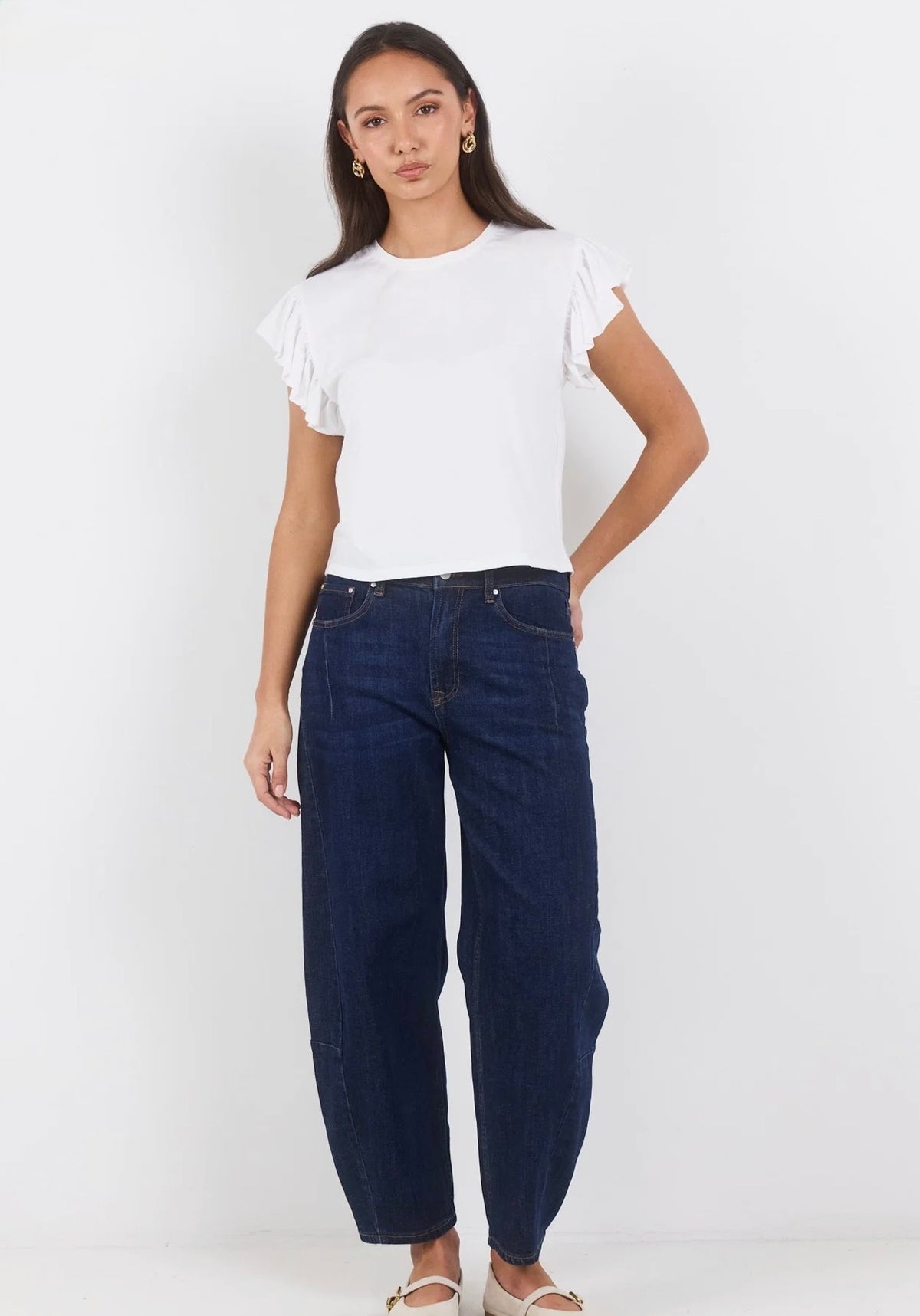 Hover Ivory Flutter Sleeve Tee