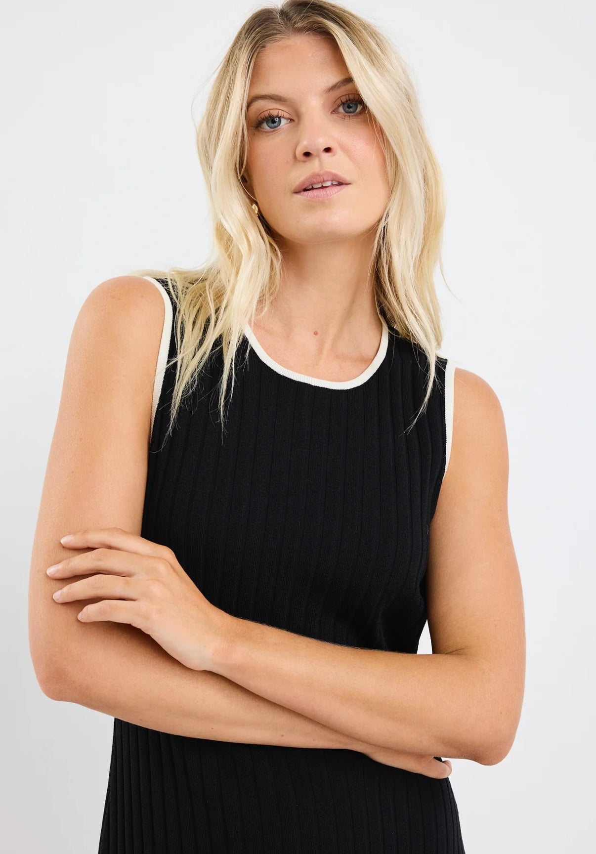 Vanity Black Rib Sleeveless Knit Maxi Dress