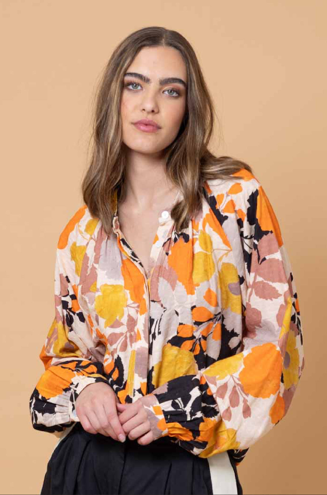 Fia Shirt Orange Floral