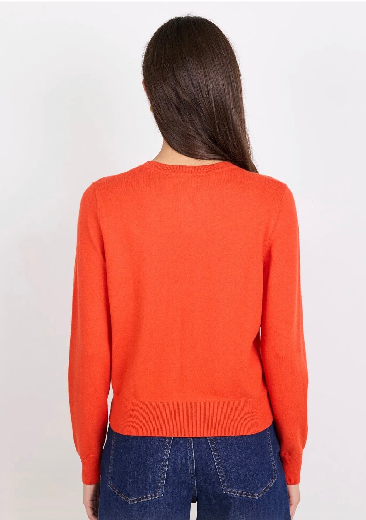 Autograph Blood Orange Soft Fine Gauge Crewneck Cardigan
