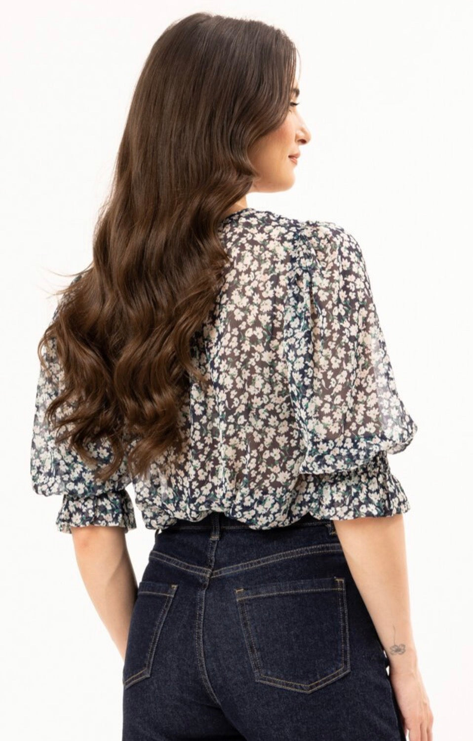 Seeking Lola Magnificent Top Navy Daisy