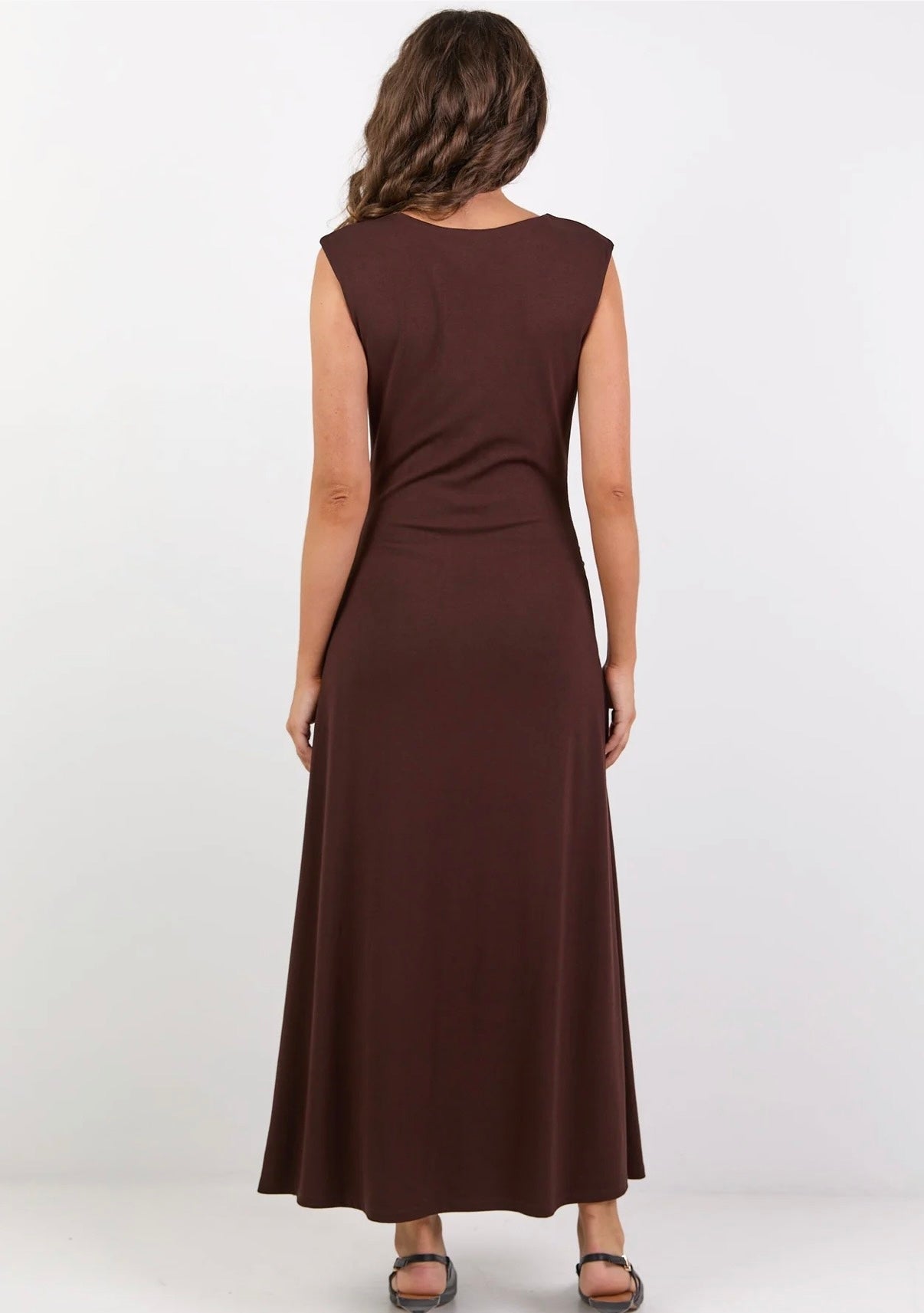 Envelope Chocolate Sleeveless Knit Maxi Dress