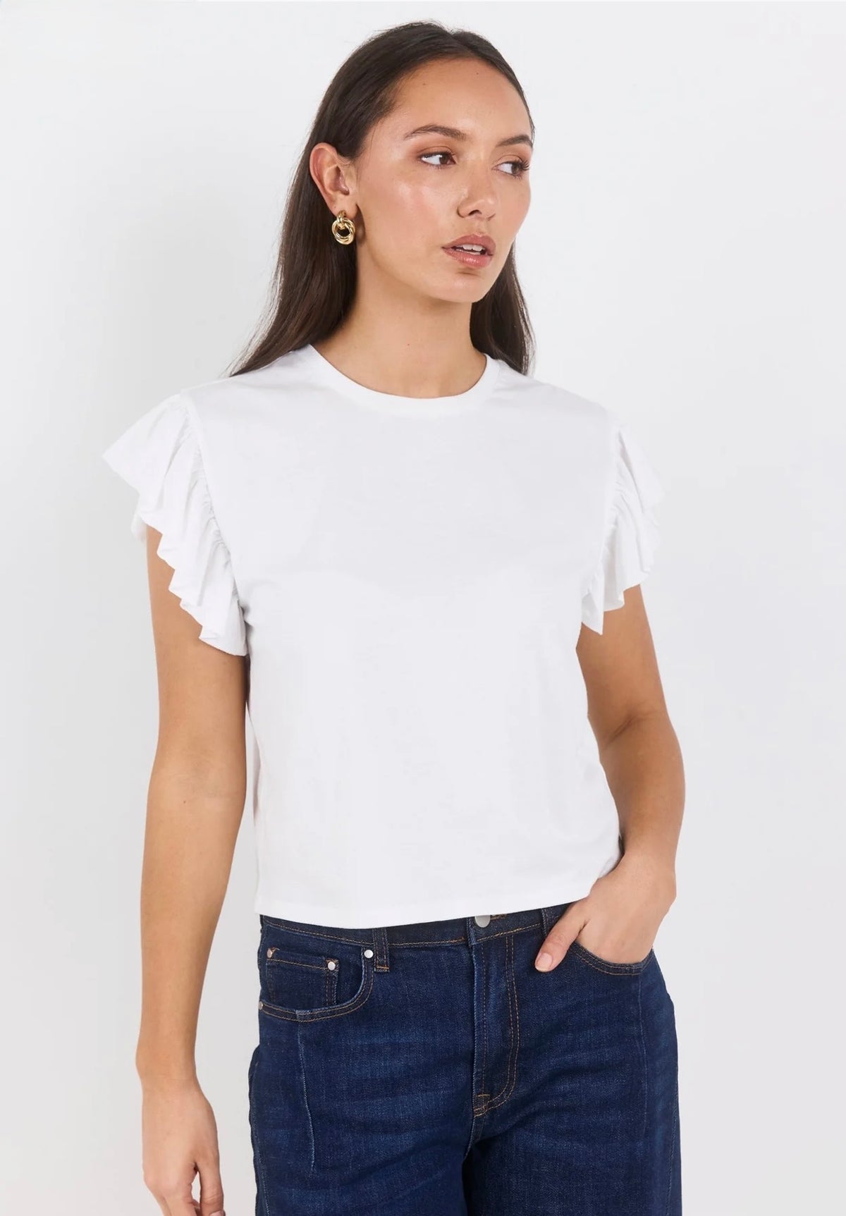 Hover Ivory Flutter Sleeve Tee