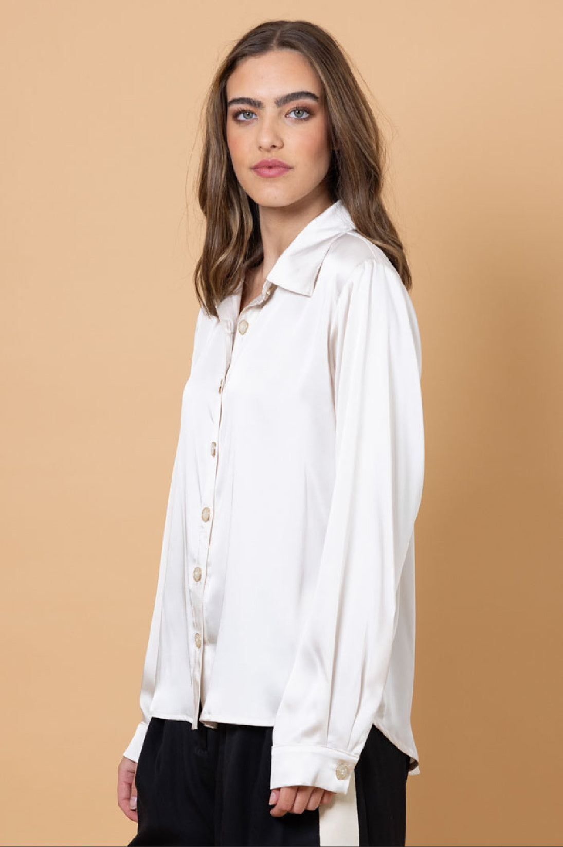 Tylie Satin Shirt Champagne
