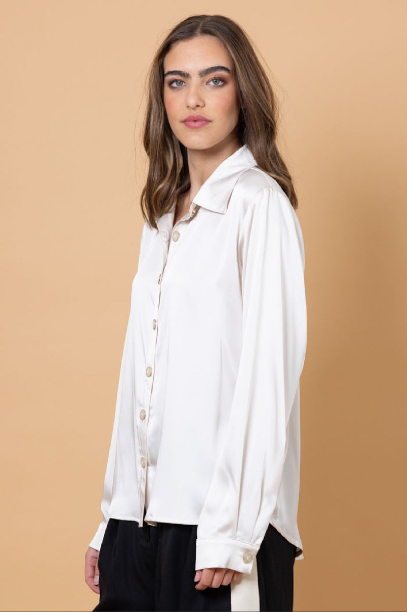 Tylie Satin Shirt Champagne