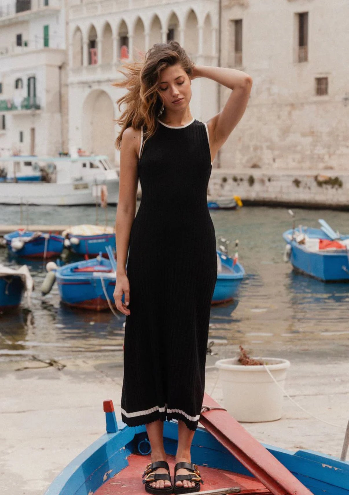 Vanity Black Rib Sleeveless Knit Maxi Dress
