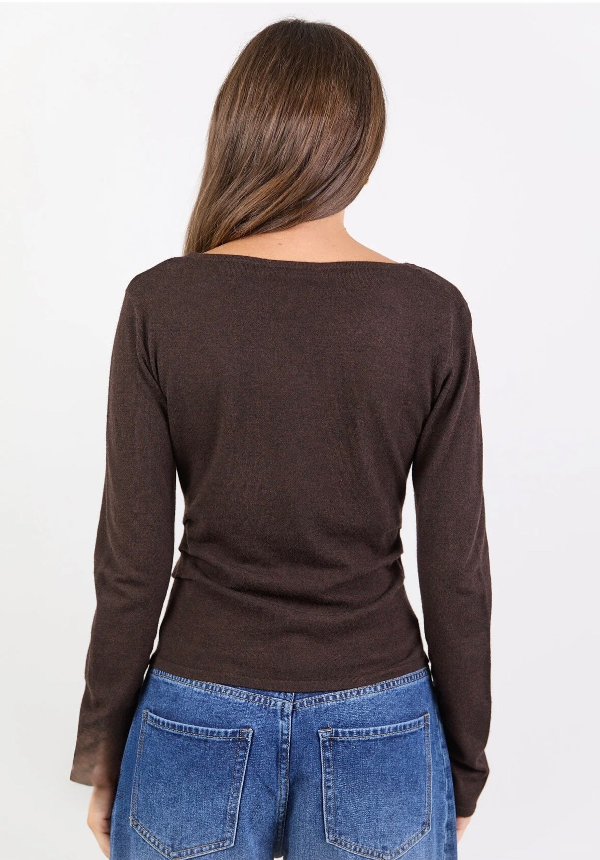 Groove Chocolate Long Sleeve Knit Top