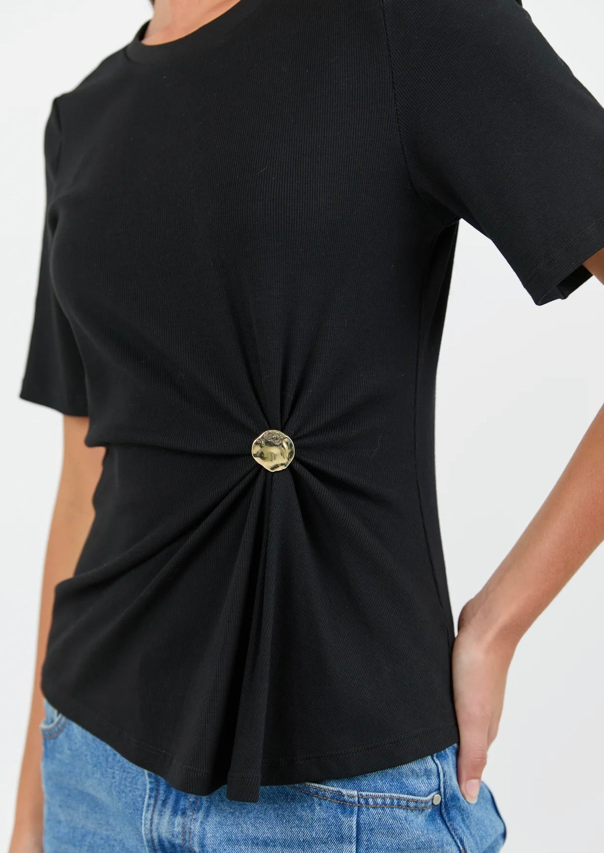 Helm Black Waist Buckle Short Sleeve Tee