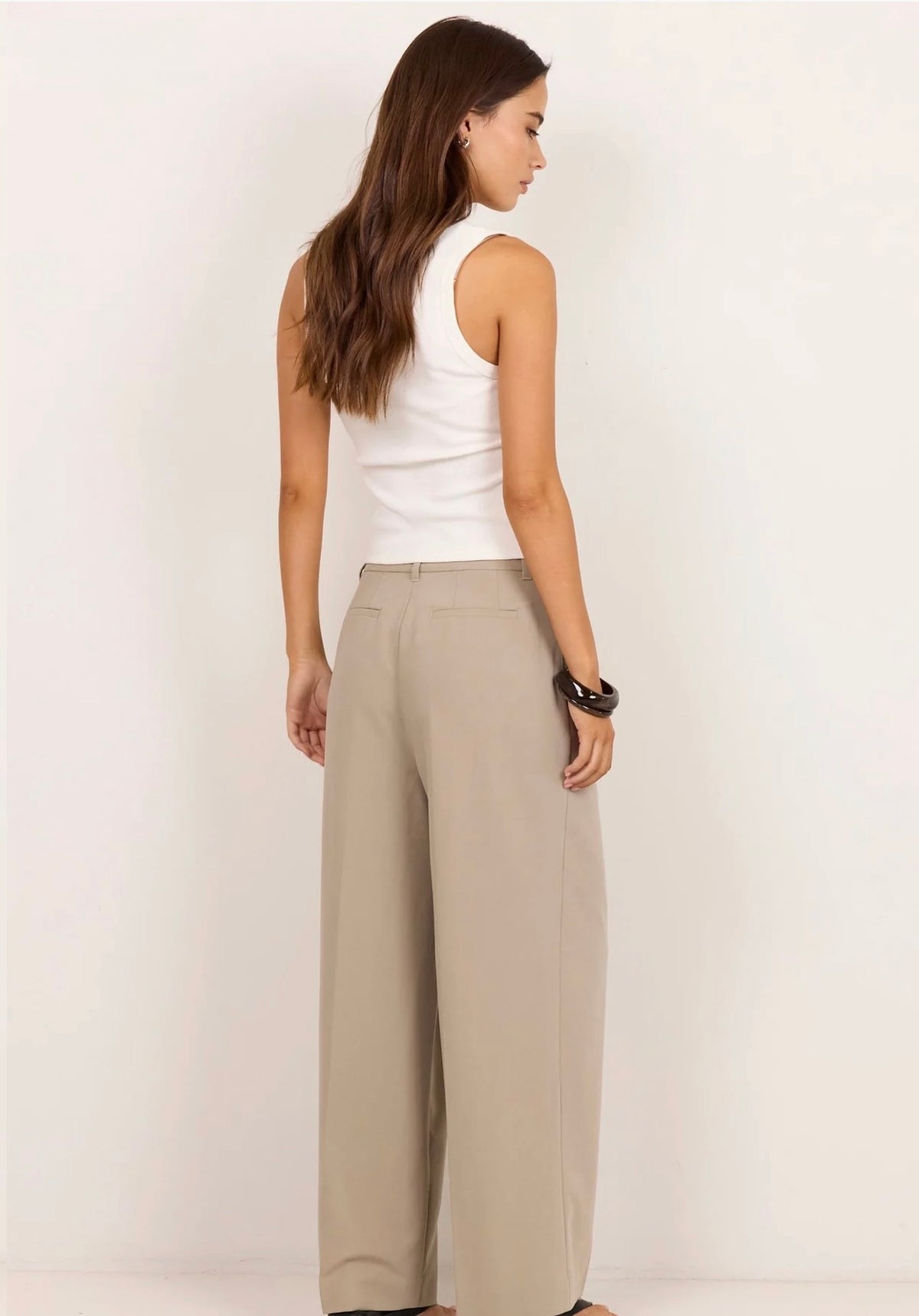 Conquered Stone Relaxed Adjustable Waist Wide Leg Pants