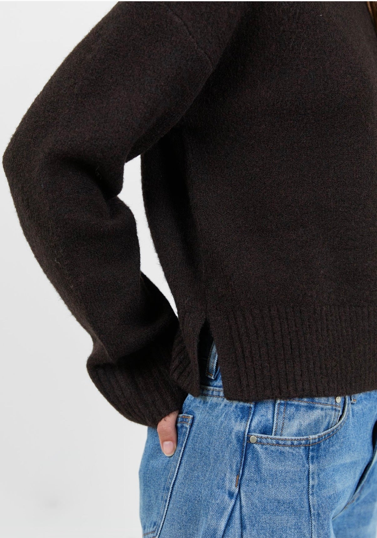 Forage Chocolate Mock Neck Long Sleeve Jumper