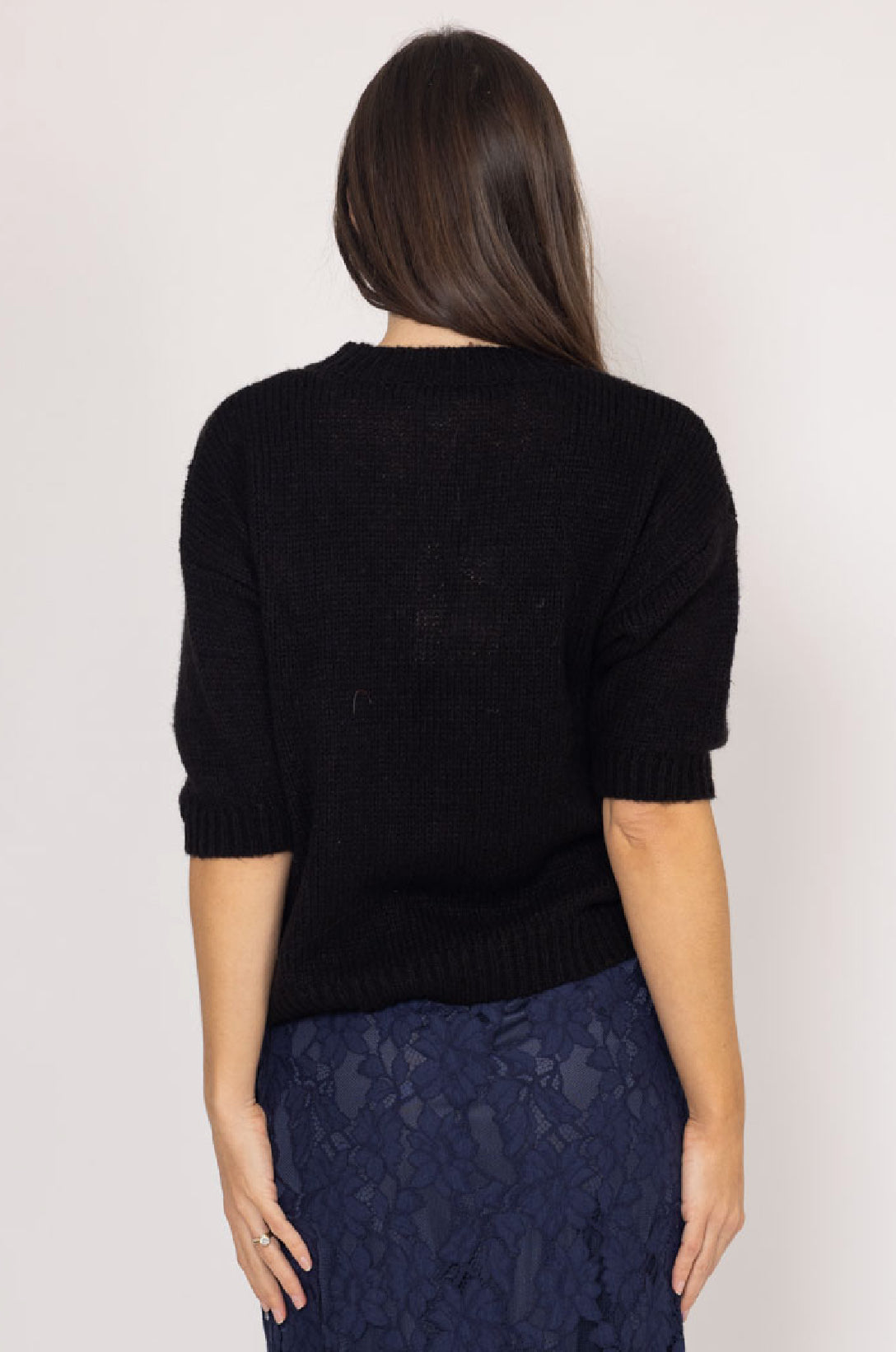 Charlee Short Sleeve Knit Jumper Black