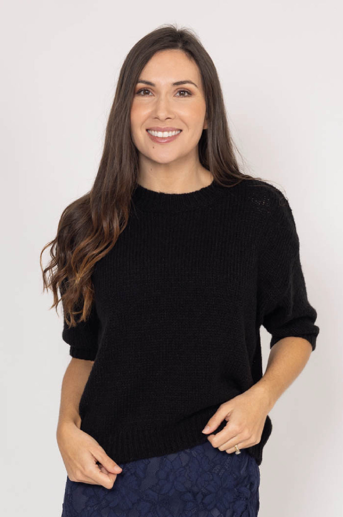 Charlee Short Sleeve Knit Jumper Black