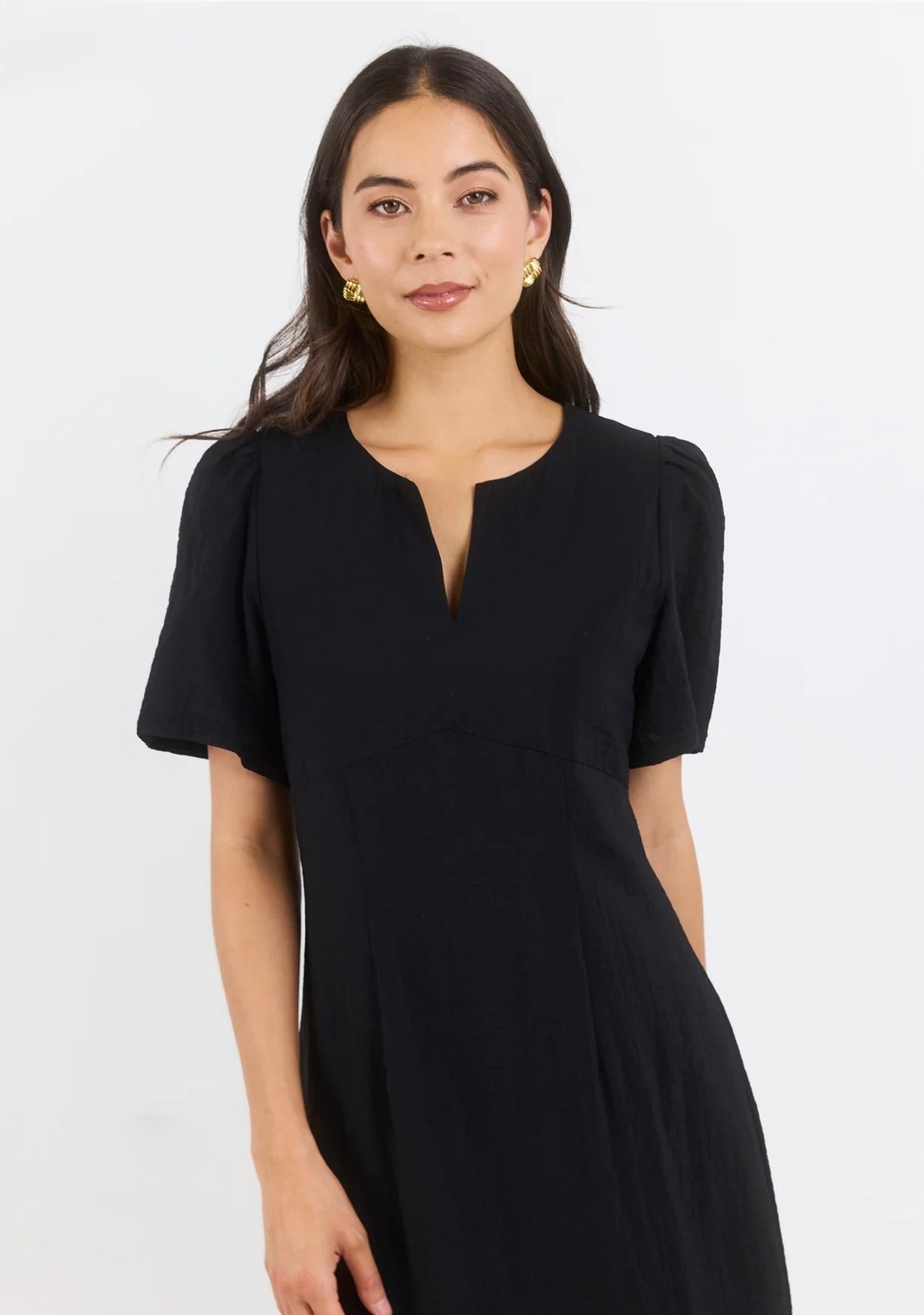 Commend Black Texture Shaped SS Maxi Dress