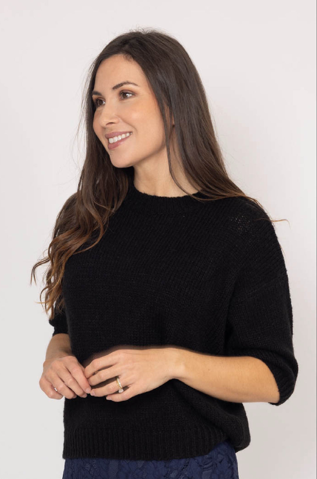 Charlee Short Sleeve Knit Jumper Black