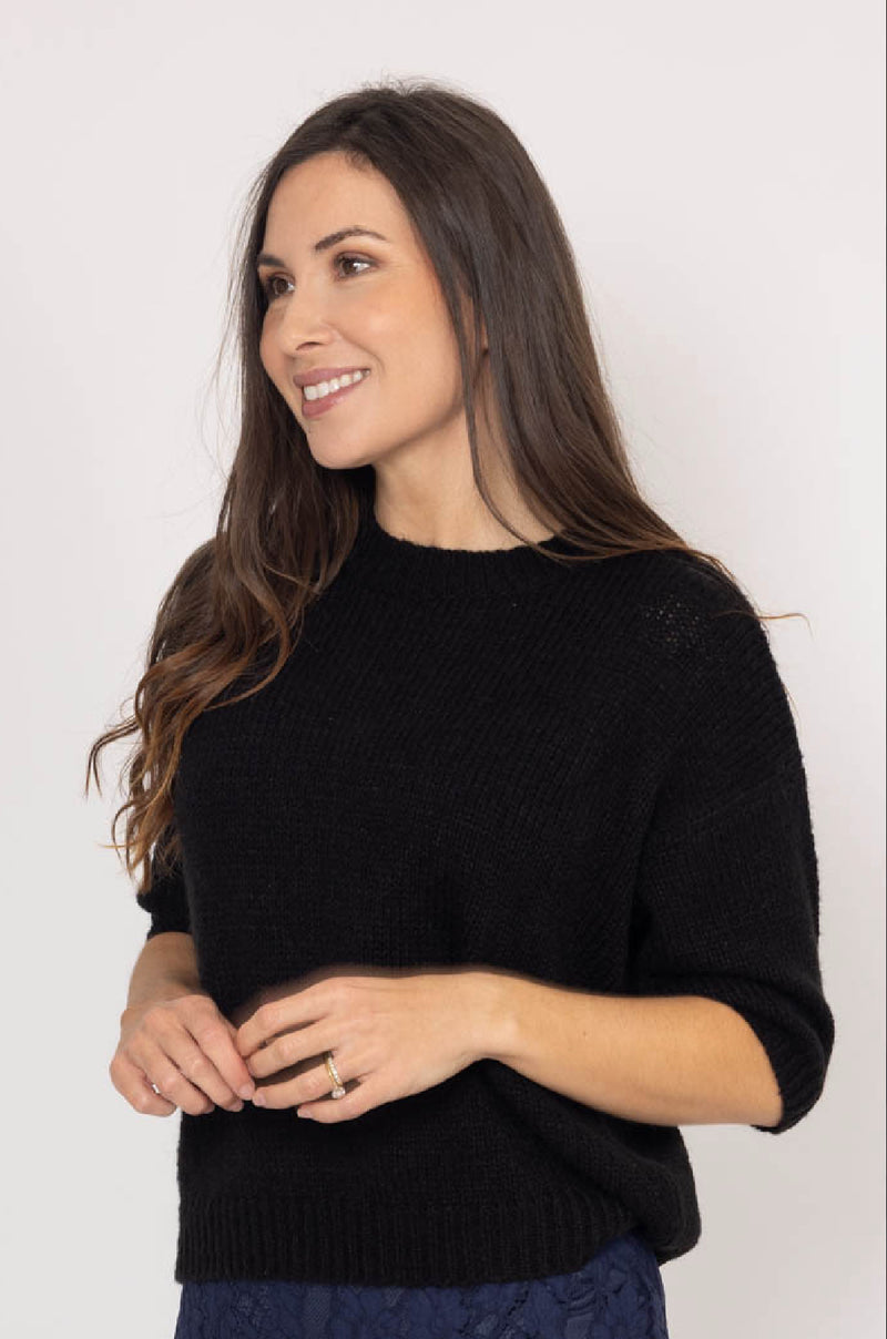 Charlee Short Sleeve Knit Jumper Black
