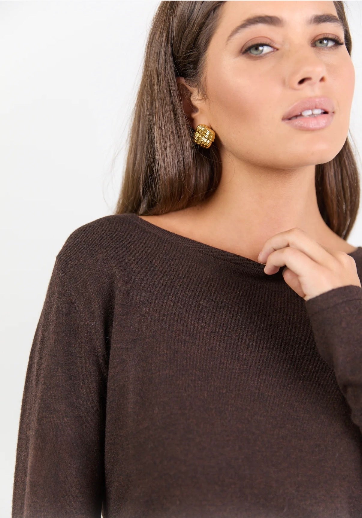 Groove Chocolate Long Sleeve Knit Top