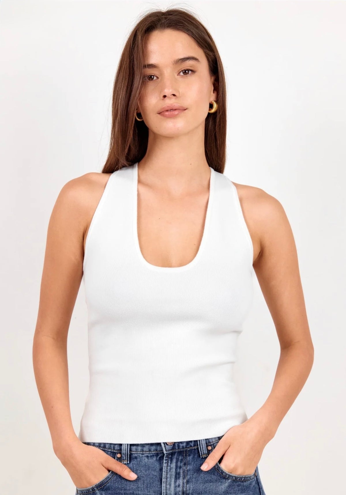 Ambition Ivory Racer Back Knit Top