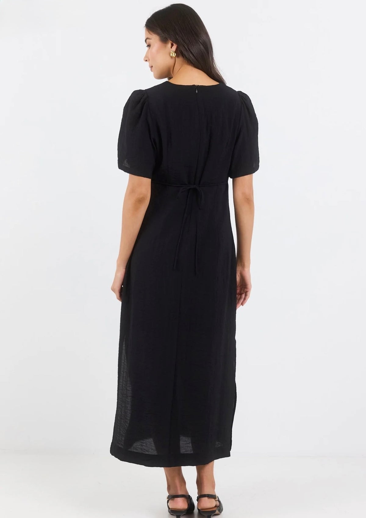 Commend Black Texture Shaped SS Maxi Dress