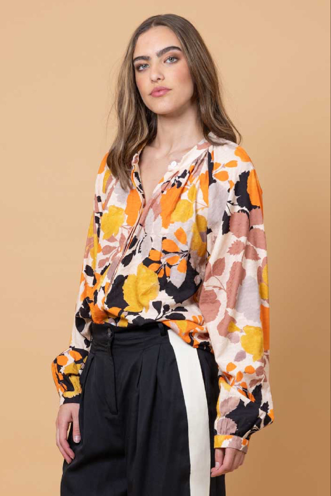 Fia Shirt Orange Floral