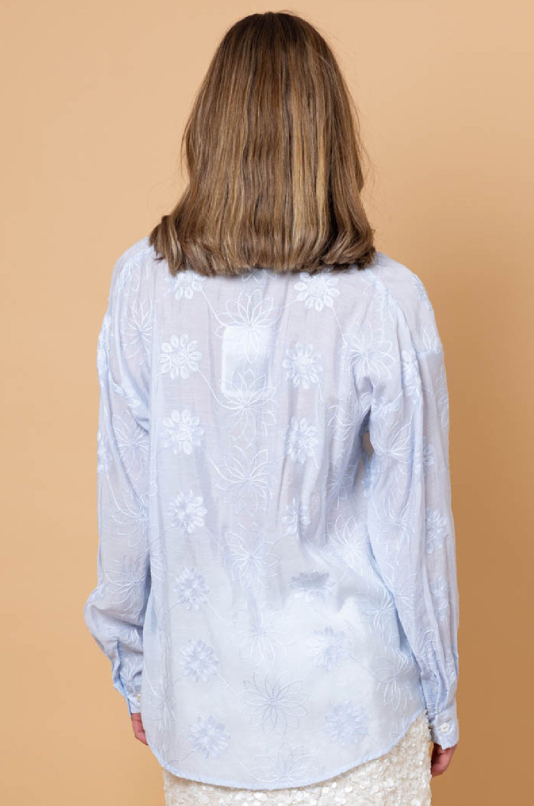 Nina Embroidered Shirt Light Blue