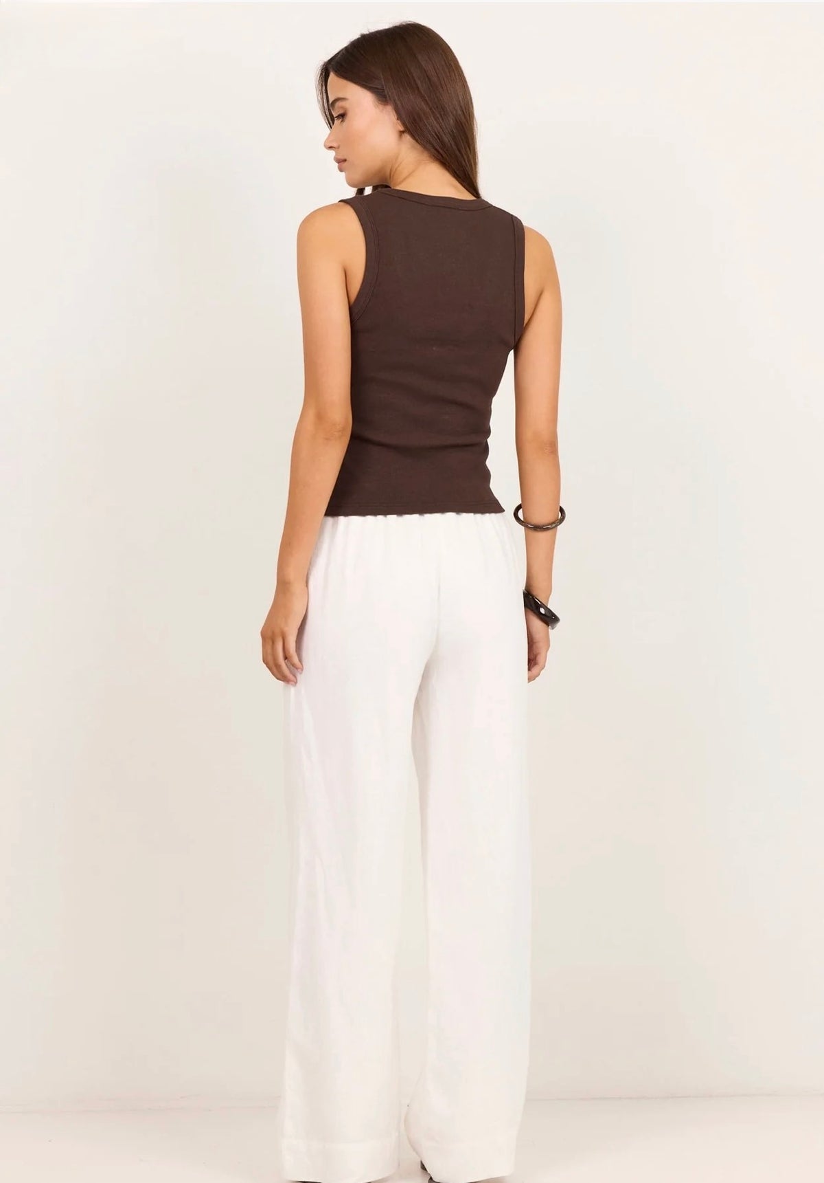 Wellness White Linen Pull On Wide Leg Pants