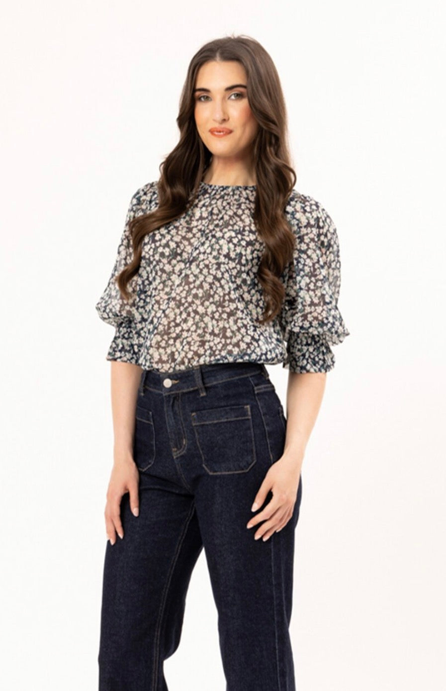 Seeking Lola Magnificent Top Navy Daisy