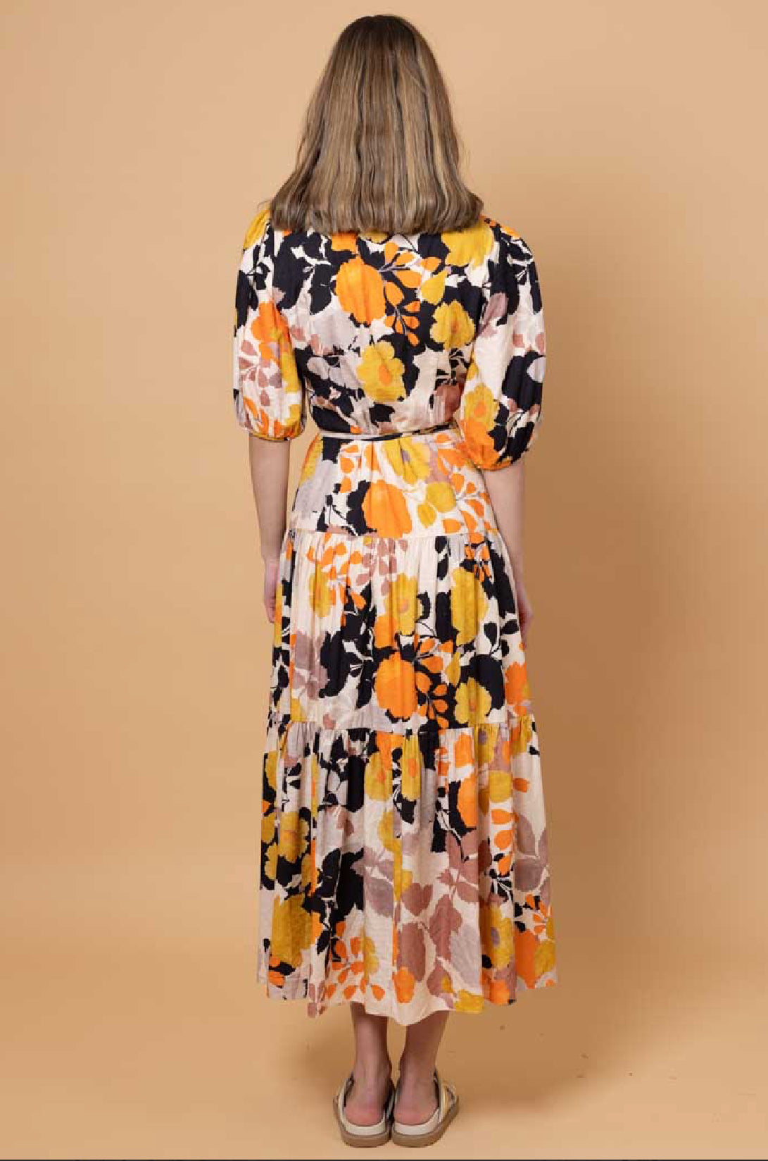 Sammi Wrap Maxi Dress Orange Floral