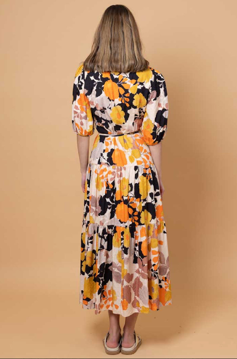 Sammi Wrap Maxi Dress Orange Floral