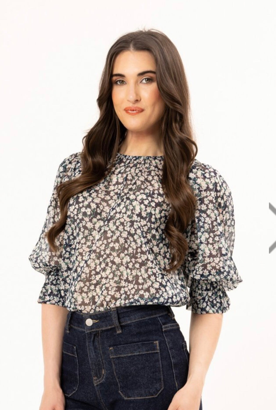Seeking Lola Magnificent Top Navy Daisy