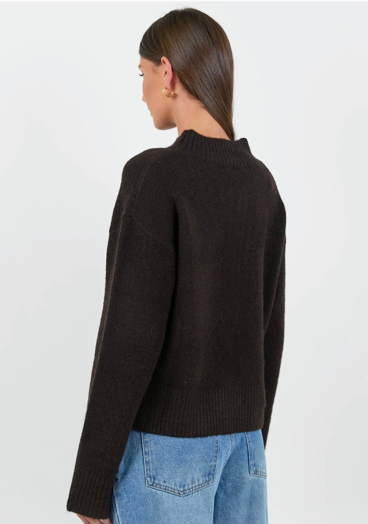 Forage Chocolate Mock Neck Long Sleeve Jumper