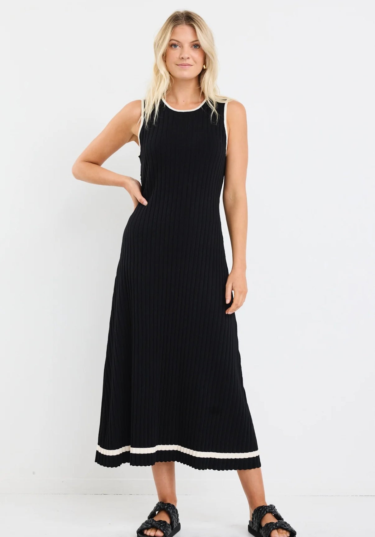 Vanity Black Rib Sleeveless Knit Maxi Dress
