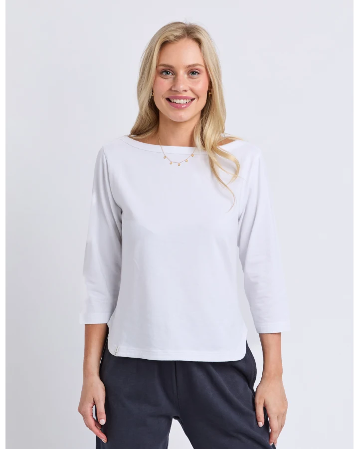Eliza Boat Neck Tee White
