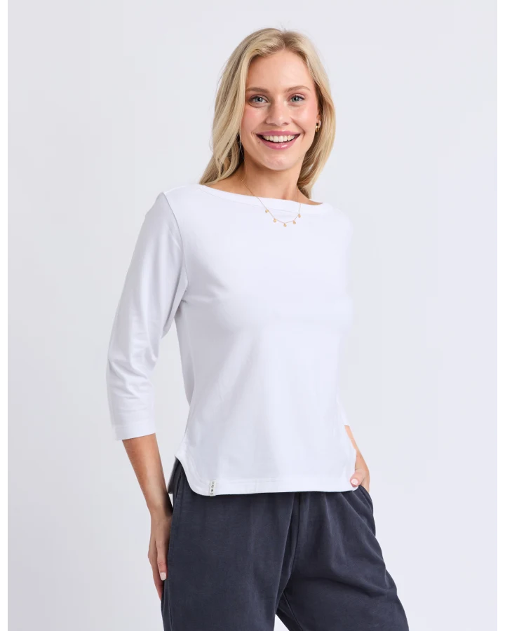 Eliza Boat Neck Tee White